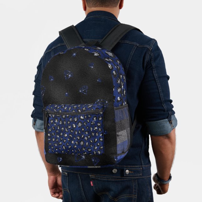 ROYAL BLUE & SILVER STRIPEN & TIERDRUCKEN SEHEN BEDRUCKTER RUCKSACK (Insitu (Modell))