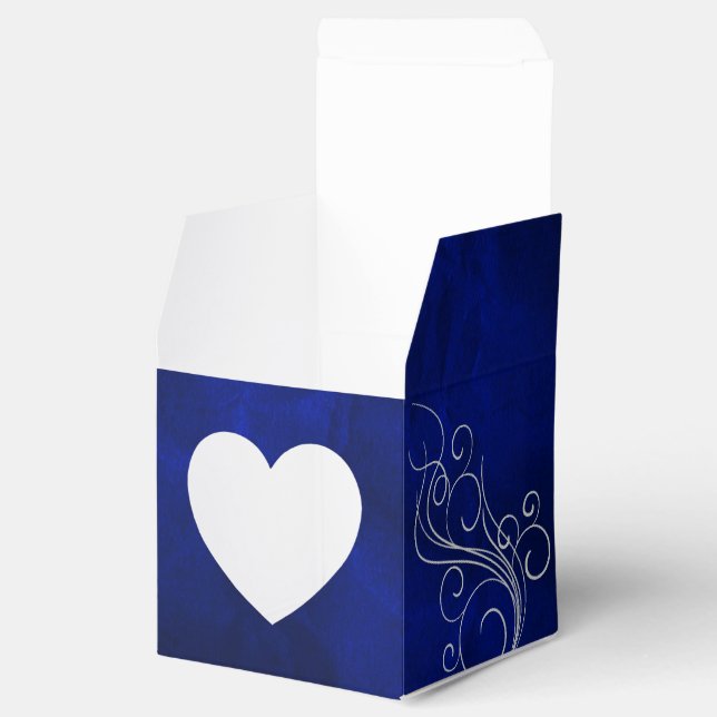 Royal Blue Silver Swirl Herz Favor Box Geschenkschachtel (Geöffnet)