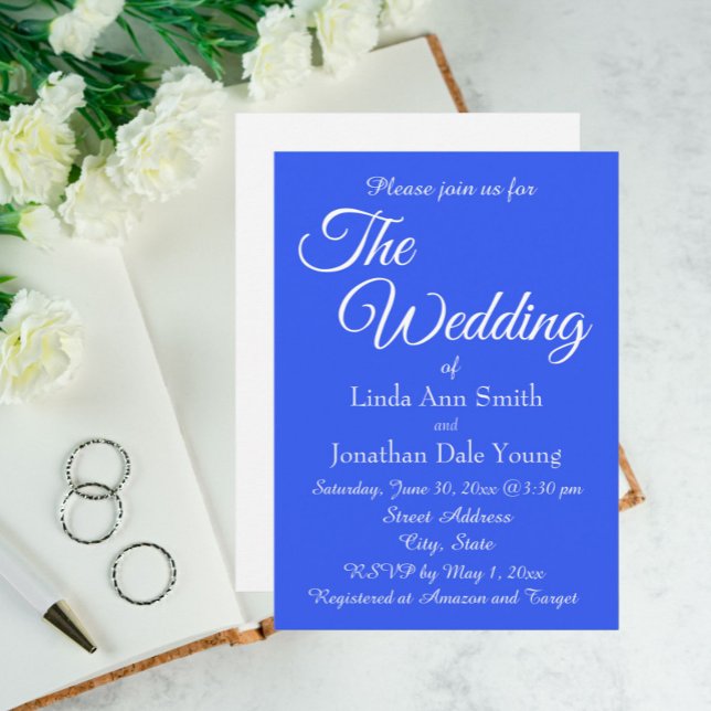 Royal Blue Simple Style Wedding Einladung (In Situ Wedding)