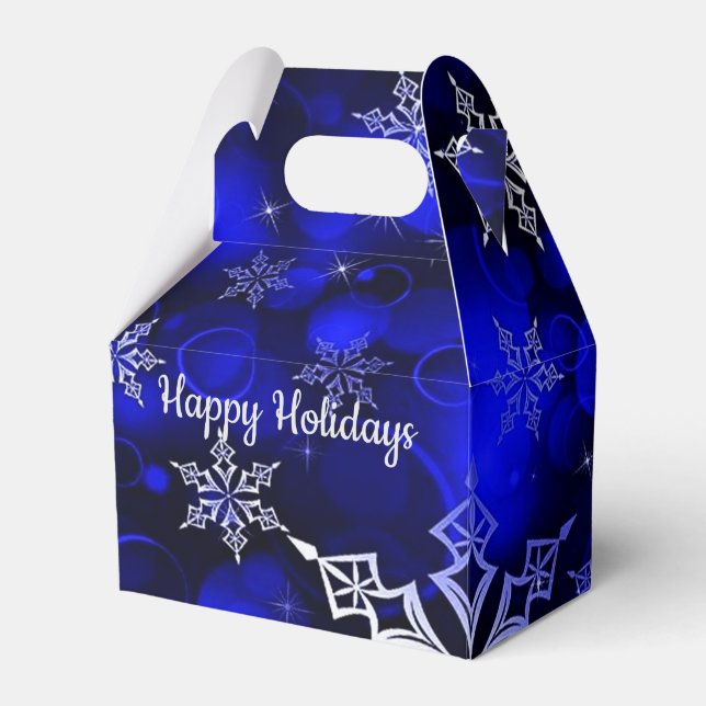 Royal Blue Snowflake Motif Gable Geschenkschachtel (Vorderseite)