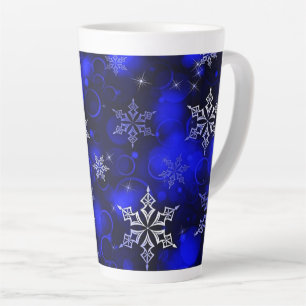 Royal Blue Snowflake Motif Milchtasse