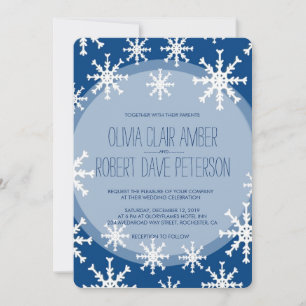 Royal Blue Snowflakes Invitations de mariage d'hiv