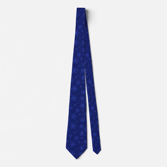 Royal Blue Snowflakes Winter Wedding Neck Tie Krawatte (Vorderseite)