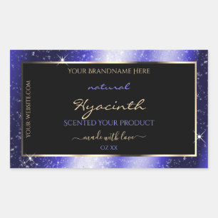 Royal Blue Sparkle Glitzer Frame Produktetikett Rechteckiger Aufkleber