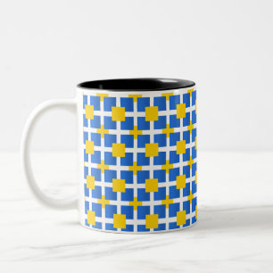 Royal Blue Squares Zweifarbige Tasse