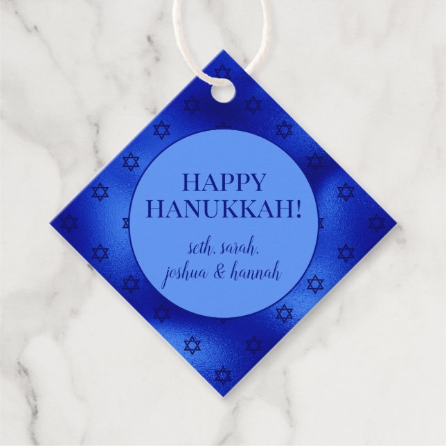 Royal Blue Star von David Hanukkah Personalisiert Geschenkanhänger (Vorderseite)