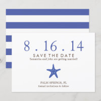 Royal Blue Starfish Wedding Save the Date