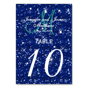 Royal Blue Starry Night Wedding Tischnummer Card