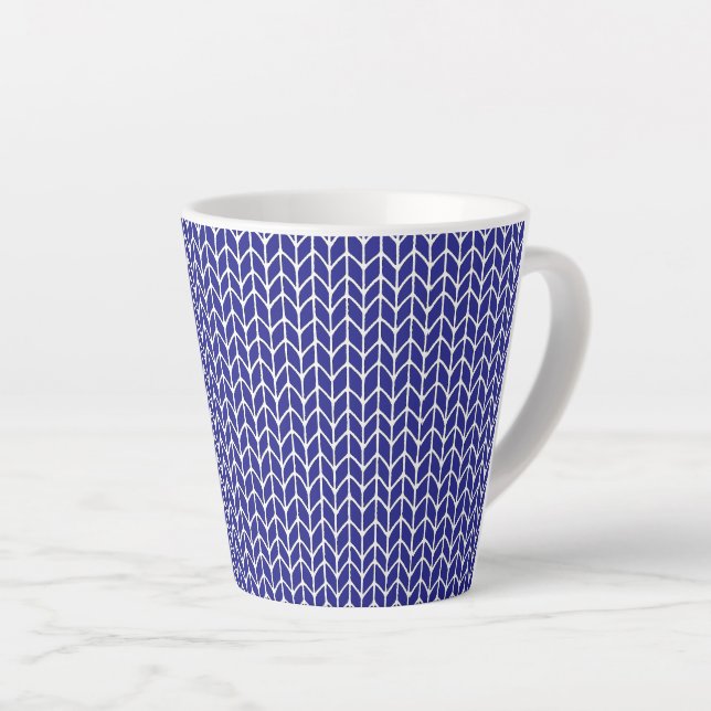 ROYAL BLUE STRICK Latte Tasse (Rechte Ecke)