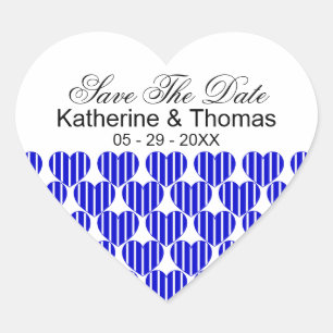 Royal Blue Striped Hearts Enregistrer Les Stickers