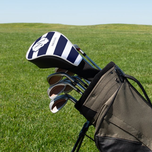 Royal Blue Stripes Golf Headcover (In SItu)