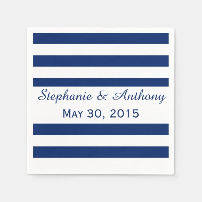 Royal Blue Striping Wedding Serviette (Vorderseite)