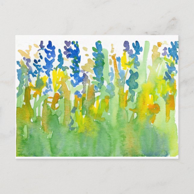 Royal Blue Sunshine Yellow Watercolor Wildblumen Postkarte (Vorderseite)