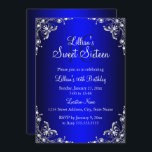 Royal Blue Sweet 16 Silver Pearl Damask Einladung<br><div class="desc">Royal Blue Sweet 16 Geburtstag Einladung. Elegantes Perlendamastdesign. Bitte beachten Sie: Alle flachen Bilder,  Sie haben keine echten Juwelen!</div>
