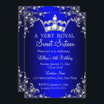 Royal Blue Sweet 16 Silver Pearl Damask Krone Einladung<br><div class="desc">Royal Blue Sweet 16 Krone tiara Geburtstag Einladung. Elegantes Perlendamastdesign. Bitte beachten Sie: Alle flachen Bilder,  Sie haben keine echten Juwelen!</div>