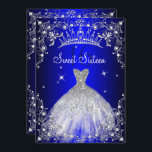 Royal Blue Sweet 16 Silver Pearl Dress Party Einladung<br><div class="desc">Tiara Royal Blue Sweet 16 Geburtstag Einladung. Elegantes Perlenkleid-Design. Bitte beachten Sie: Alle flachen Bilder,  Sie haben keine echten Juwelen!</div>