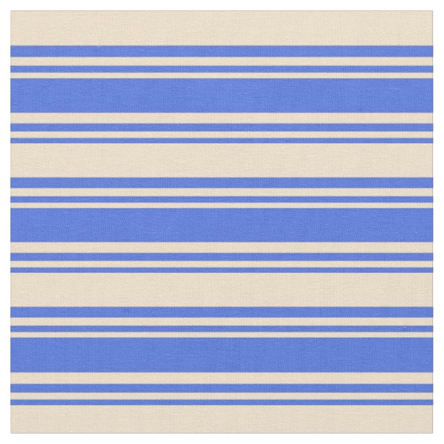 Royal Blue & Tan Striping Muster Stoff (Nahaufnahme)