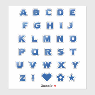 Royal Blue Text Hauptstadt Letters Alphabet Heart Aufkleber