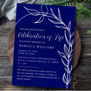 Royal Blue Text Minimal Celebration of Life Einladung