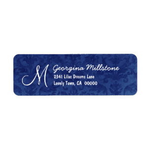ROYAL BLUE Textiles Monogram M Adressenlabel