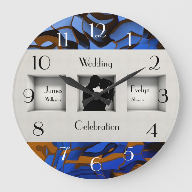 Royal Blue Theme Modernität Abstrakt Große Wanduhr (Vorderseite)