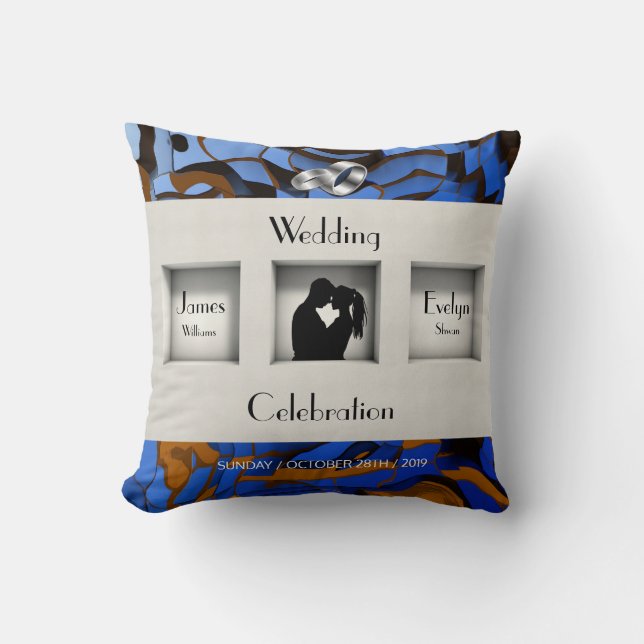 Royal Blue Theme Modernität Abstrakt Kissen (Vorderseite)