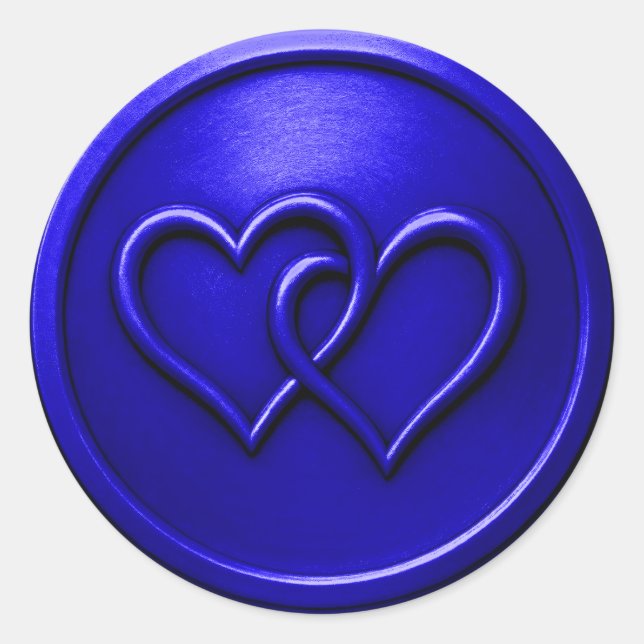 Royal Blue Two Hearts Intertwined Wedding Runder Aufkleber (Vorderseite)