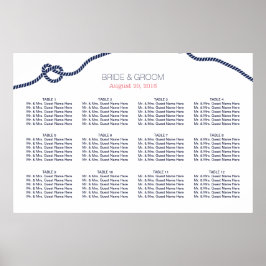 Royal Blue Tying the Knot Wedding Seating Chart Poster