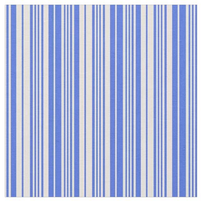 Royal Blue und Beige Colored Lines Stoff (Nahaufnahme)