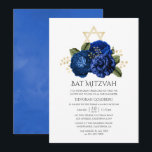 Royal Blue und Gold Floral Bat Mitzvah Einladung<br><div class="desc">Vintage Aquarellschlösser Mitzvah-Einladungen mit trendigen Farbtönen,  die schnell und einfach auf Ihre Veranstaltungsspezifikationen zugeschnitten sind.</div>