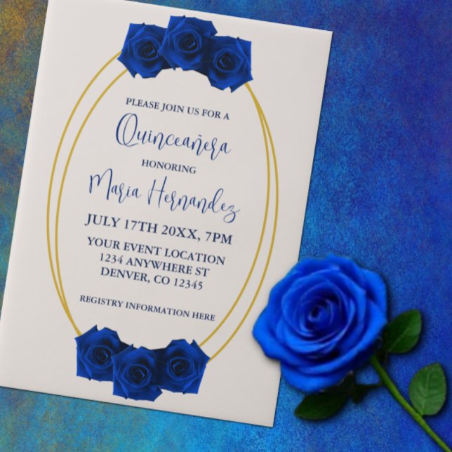 Royal Blue und Gold Geometric Quinceñera (Von Creator hochgeladen)