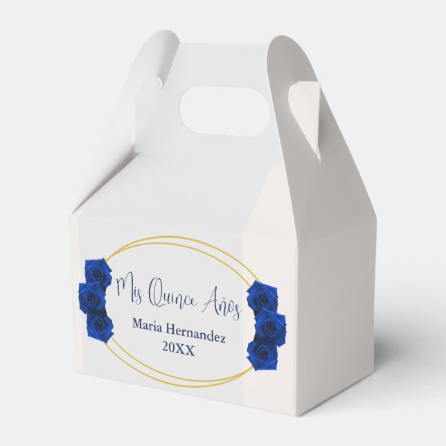 Royal Blue und Gold Geometric Quinceñera Geschenkschachtel (Vorderseite)