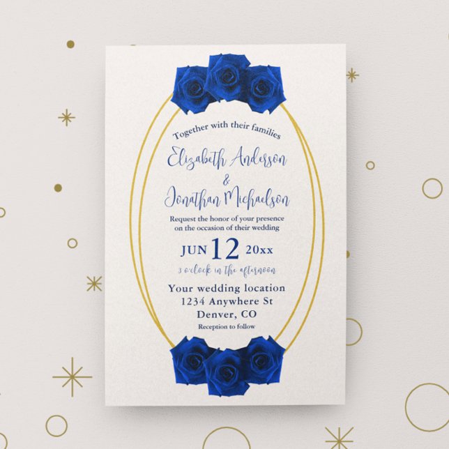 Royal Blue und Gold Geometric Wedding Einladung (Von Creator hochgeladen)