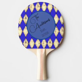 Royal Blue und Gold Modern Family Name Harlequin Tischtennis Schläger