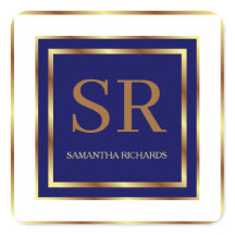 Royal Blue und Gold Monogram Geometric