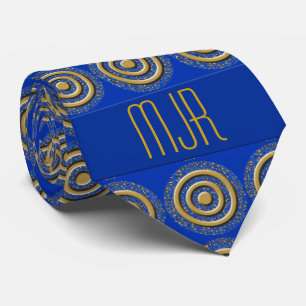 Royal Blue und Gold Paisley mit Monogramm Krawatte