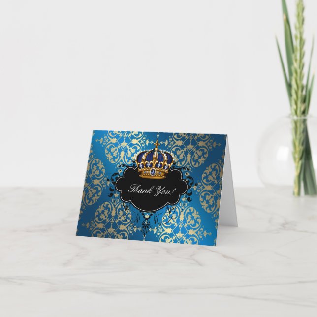 Royal Blue und Gold Prince Vielen Dank Dankeskarte (Vorderseite)