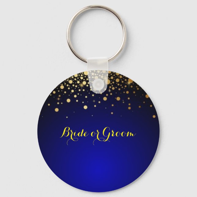 Royal Blue und Gold Schlüsselring für Braut oder B Schlüsselanhänger (Vorderseite)