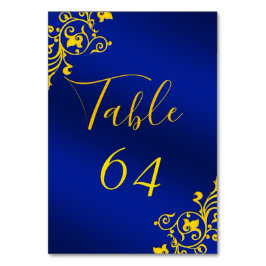 Royal Blue und Gold Tischnummer Cards