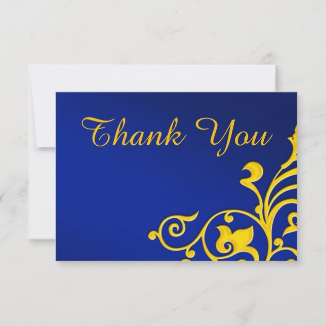 Royal Blue und Gold Vielen Dank Dankeskarte (Vorderseite)