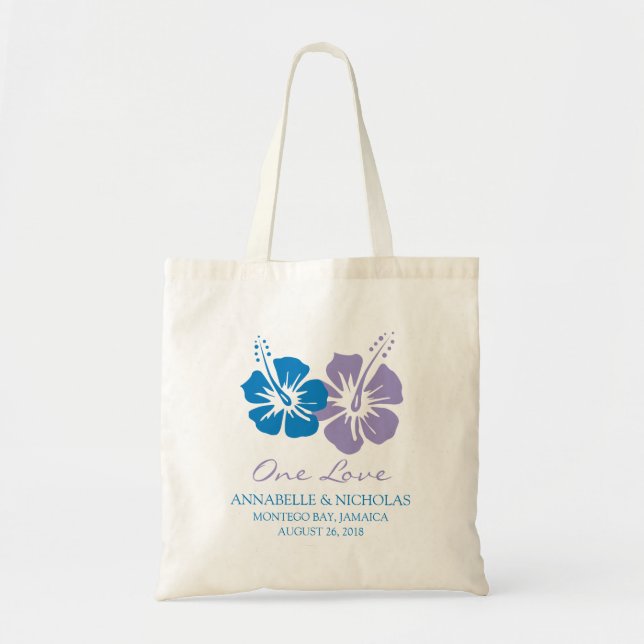 Royal Blue und Lavender Hibiskus Blume | Hochzeit Tragetasche (Vorne)
