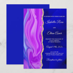 Royal Blue und Lila Wedding Theme Einladung