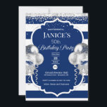 Royal Blue und Silver Balloons Einladung zum Gebur<br><div class="desc">Diese Einladung ist für königsblaue Geburtstagsfeier. Perfekt für Geburtstage,  politische Veranstaltungen und Pensionen</div>