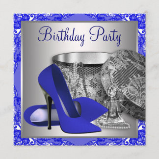 Royal Blue und Silver Birthday Party Einladung