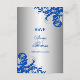 Royal Blue und Silver Blüh Wedding RSVP