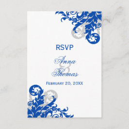 Royal Blue und Silver Blüh Wedding RSVP