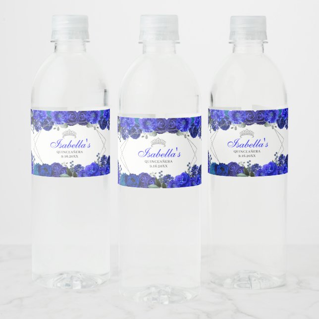Royal Blue und Silver Floral Quinceanera (Flaschen)