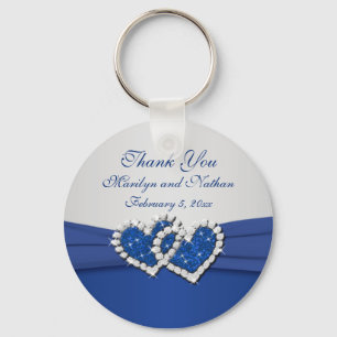 Royal Blue und Silver Joined Hearts Schlüsselanhän Schlüsselanhänger
