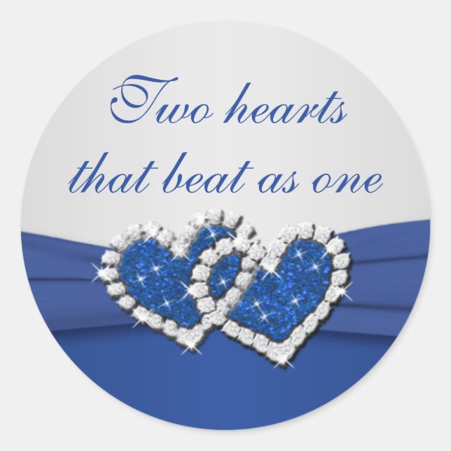 Royal Blue und Silver Joined Hearts Sticker (Vorderseite)