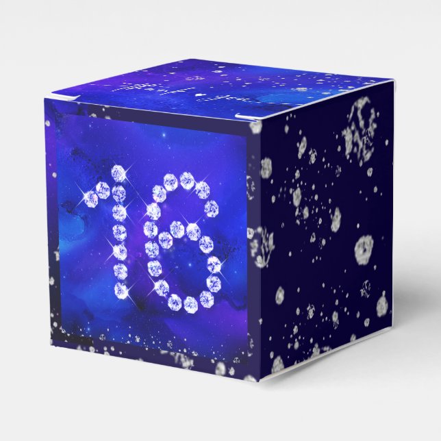 Royal Blue und Silver Sweet 16 Geschenkschachtel (Vorderseite)